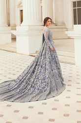 Celestial Silver-Blue Bridal Maxi